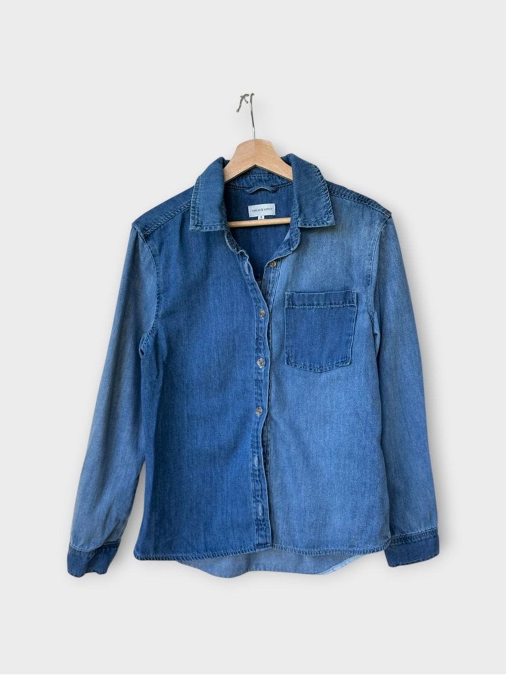 Thread & Supply Colorblock Denim Button Down Shirt Two-Tone size S
